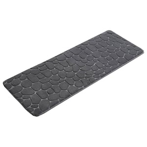 Bath Rug 18 in. x 48 in. Dark Gray Microfiber Memory Foam Bath Runner Mat