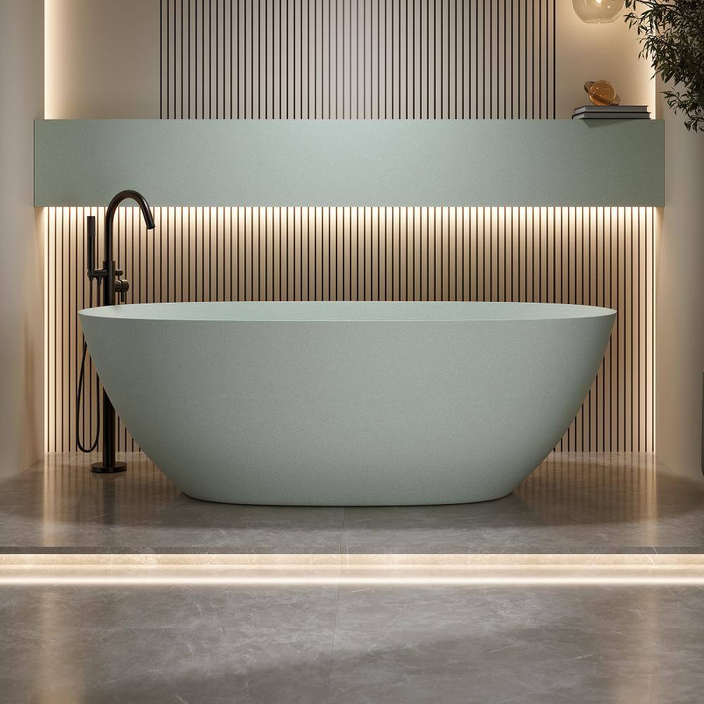 70.8 Inch Oval Freestanding Bathtub, Matte White Stone Resin Tub with Thick Edge & Drain Kit price history on PriceWatchPro