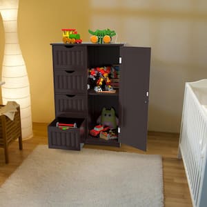 Brown Storage Cabinet with 4-Drawers 2-Shelves