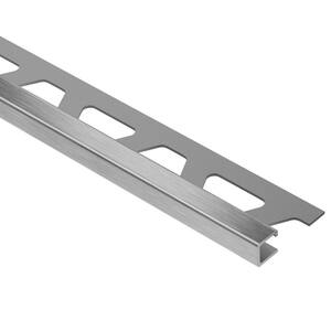 Quadec Brushed Stainless Steel 3/8 in. x 8 ft. 2-1/2 in. Metal Square Edge Tile Edging Trim