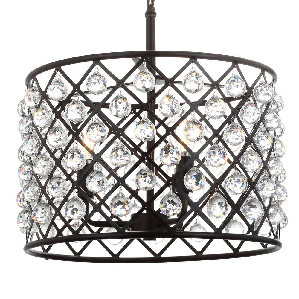 Gabrielle 16" Oil-Rubbed Bronze Crystal LED Drum Pendant
