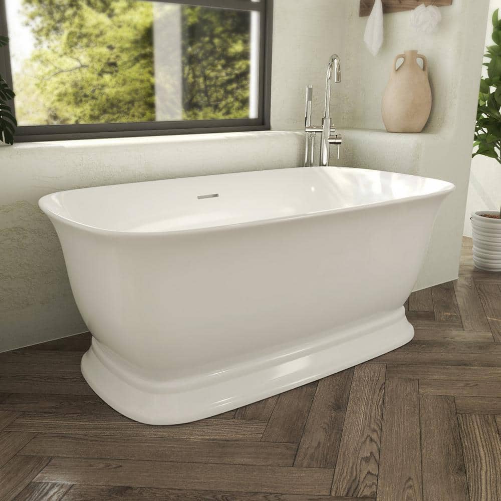 Ascend 67" White Acrylic Freestanding Double Slipper Bathtub