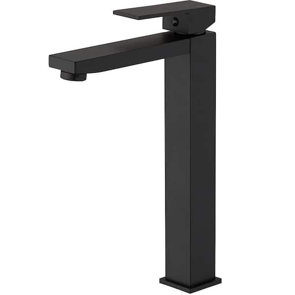 BWE Single Hole Single Handle Bathroom Vessel Sink Faucet With Supply Hose in Matte Black