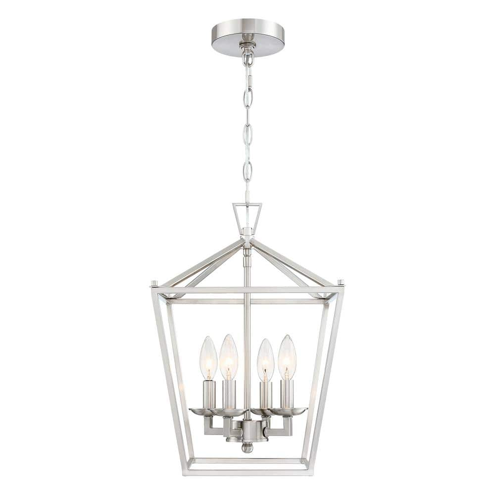 Hukoro Alfa 12 In. 4-Light Brushed Nickle Finish Caged Pendant Light ...