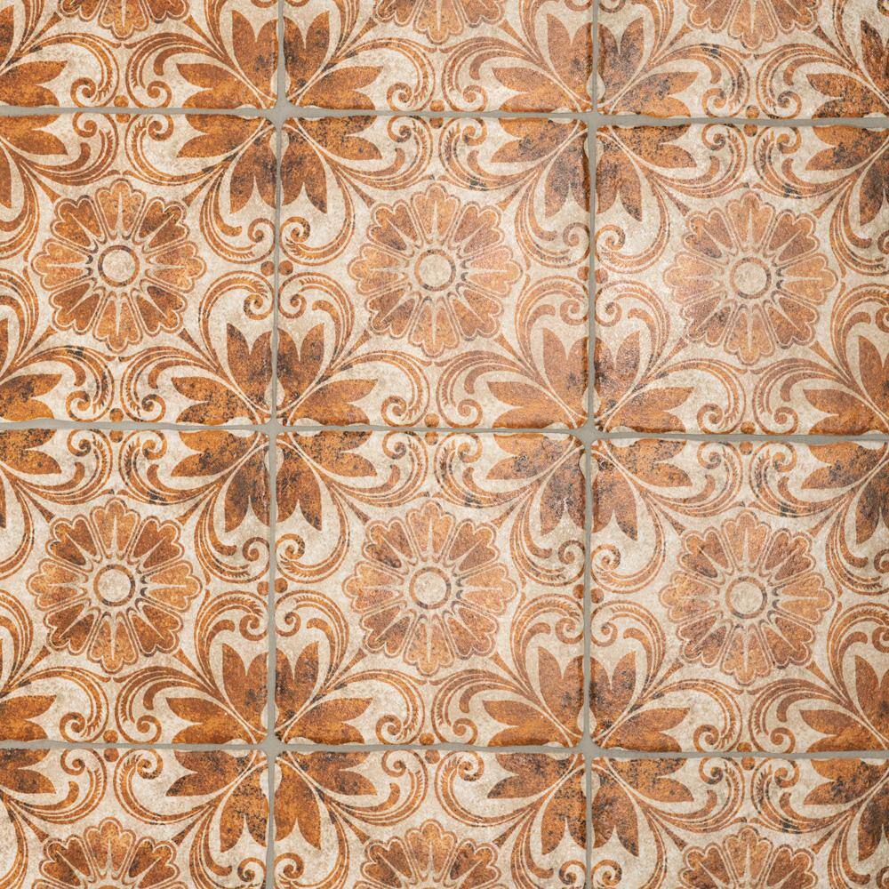 8x8 Matte Tawny and Ochre Ceramic Floor and Wall Tile