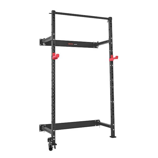 Folding Power Cage, Wall-Mounted Power Rack Squat Rack, Multifunctional Strength Training Workout Equipment