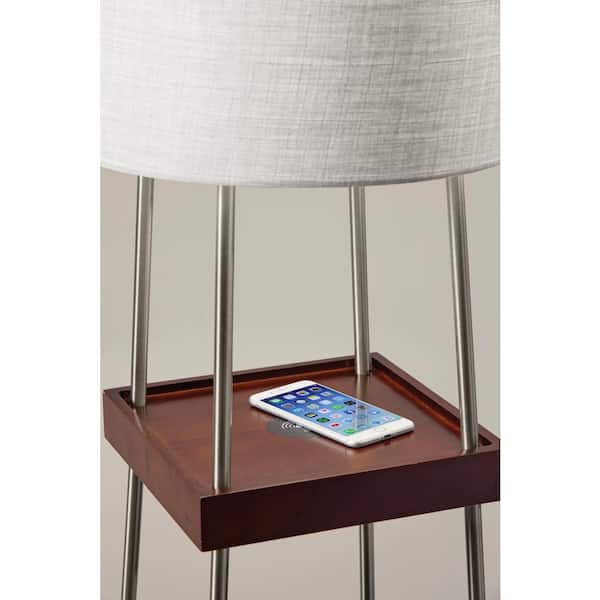 Adesso Henry Qi Wireless Charging 63 In, Adesso Qi Shelf Charging Floor Lamp