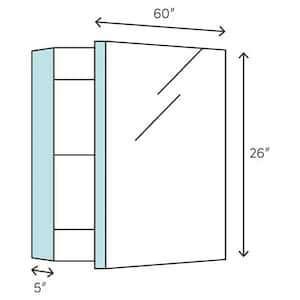 59 in. W x 26 in. H x 5 in. D Frameless Glass Recessed or Surface-Mount 4-Shelf Bathroom Medicine Cabinet