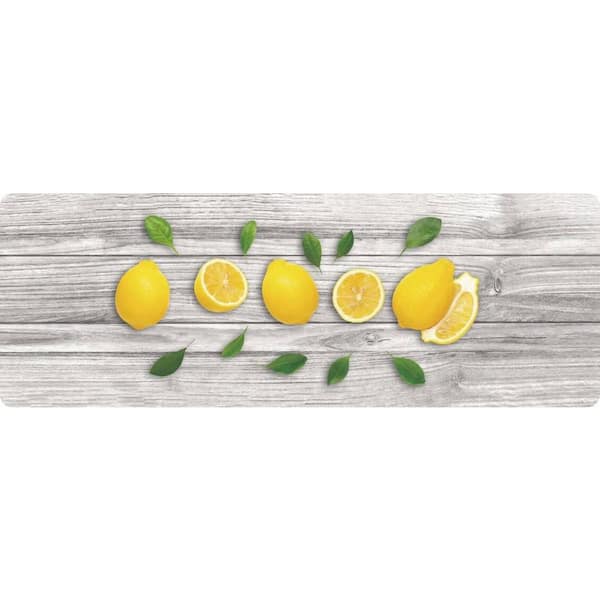 J&V TEXTILES Cloud Comfort Lemons 55 in. x 19.6 in. Anti-Fatigue Kitchen Mat