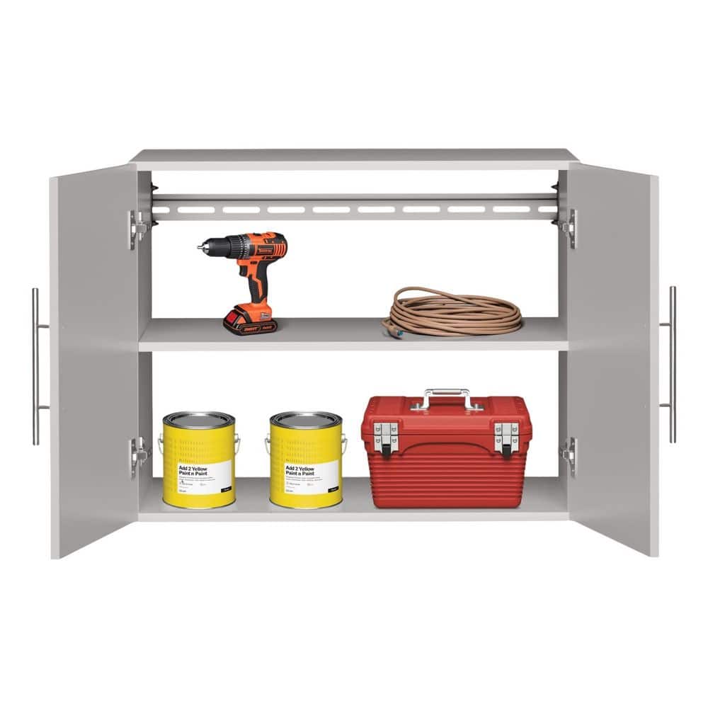 HangUps Collection Wood 1-Shelf Wall Mounted Garage Cabinet in Black and Grey (30 in. W x 24 in. H x 16 in. D) price history on PriceWatchPro
