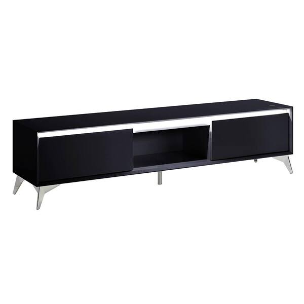 Acme Furniture Raceloma Black and Chrome TV Stand Fits TV s up to