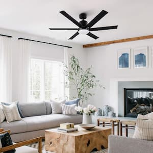 52 in. LED Black Ceiling Fan with Light and Remote Control