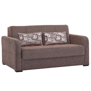 Fashion Collection Convertible 65 in. Brown Chenille 2-Seater Loveseat with Storage