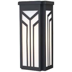 Evry 1 Light Bronze Outdoor Wall Lantern White Glass