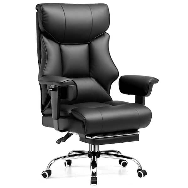 Big and Tall Faux Leather Office Chair with Lumbar Support Adjustable Height High Back Ergonomic Gaming Chair, Black