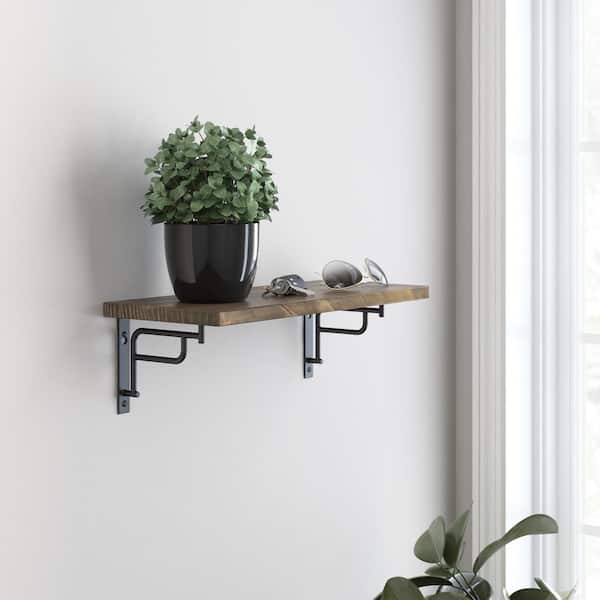 2-Pack 7 in. Matte Black Steel Art Deco Decorative Shelf Bracket