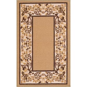Carpet Mat Bordered Design Slip Resistant, Mustard, 19.5''X32'' inch
