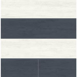 30.75 sq. ft. Navy Blue Two Toned Shiplap Vinyl Peel and Stick Wallpaper Roll