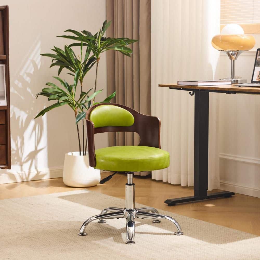 Karl home Waxy Faux Leather Fabric Curved Wood Backrest Adjustable High ...