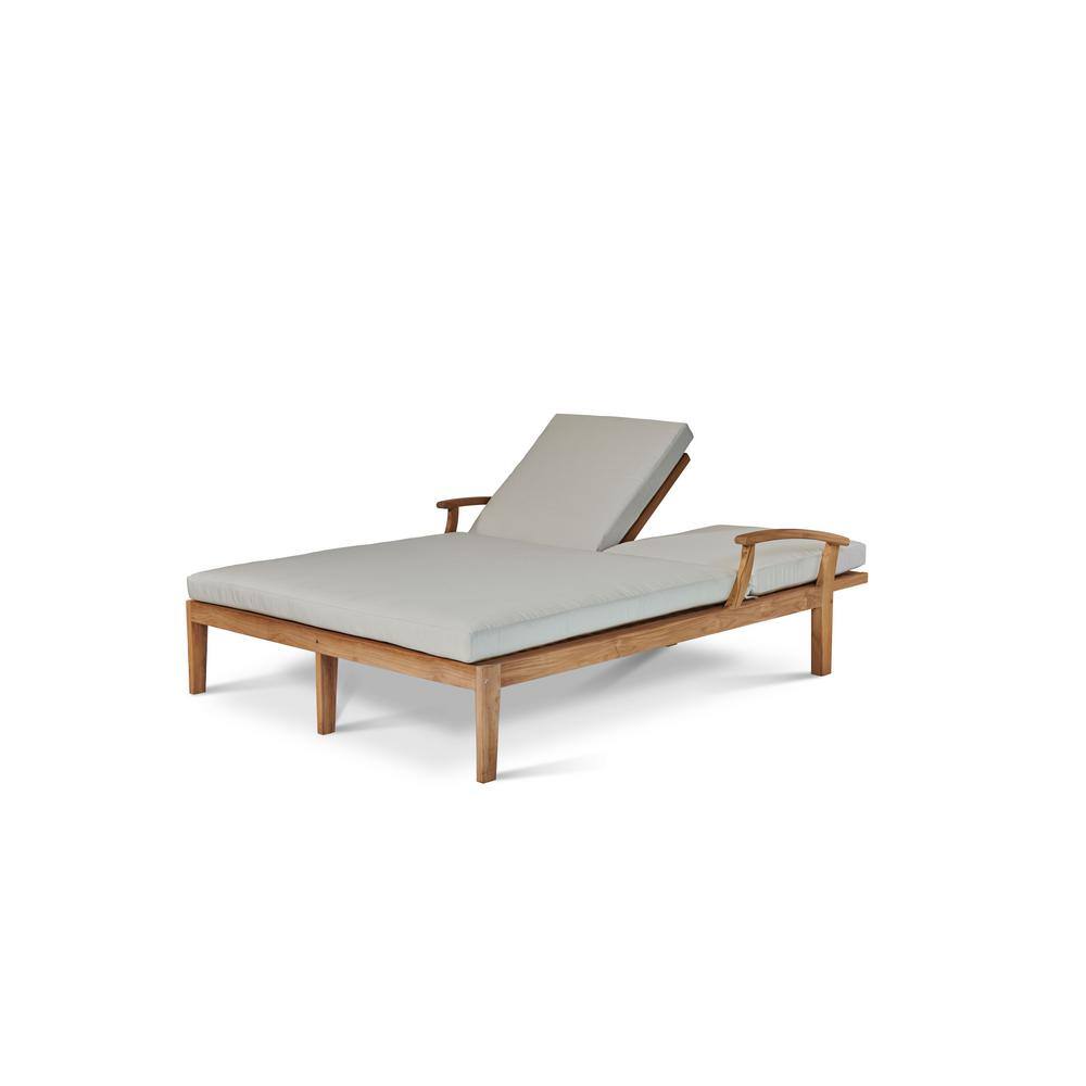 Delaine Outdoor Teak Outdoor Double Chaise Loungewith Sunbrella Cushion In Canvas CMSL2689CCAN