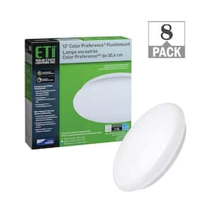 12 in. Low Profile White Round LED Flush Mount Ceiling Light 120-277V 1000 Lumens 22W Adjustable CCT (8-Pack)