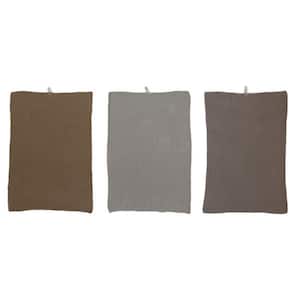 Brown Solid Cotton Knit Tea Towels (Set of 3 Colors)