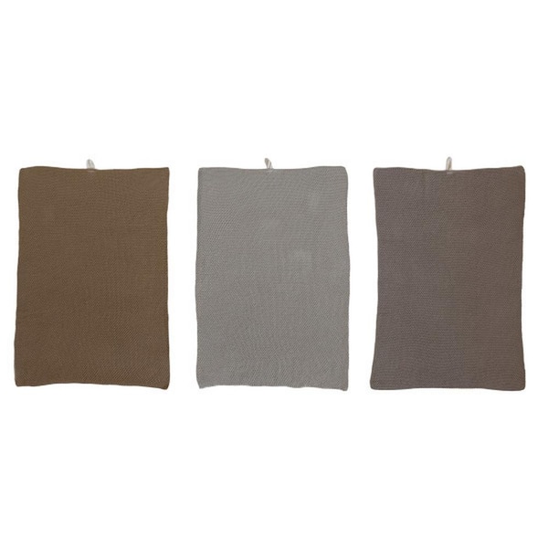 Storied Home Brown Solid Cotton Knit Tea Towels (Set of 3 Colors)