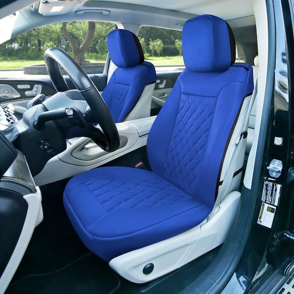 FH Group Deluxe Faux Leather 47 in. x 23 in. x 1 in. Diamond Pattern Car Seat Cushions, Blue