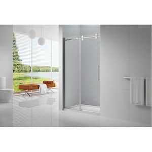 Vivid 60 in. W x 78 in. H Sliding Frameless Shower Door in Chrome with 8 mm Clear Glass and Chrome Handle