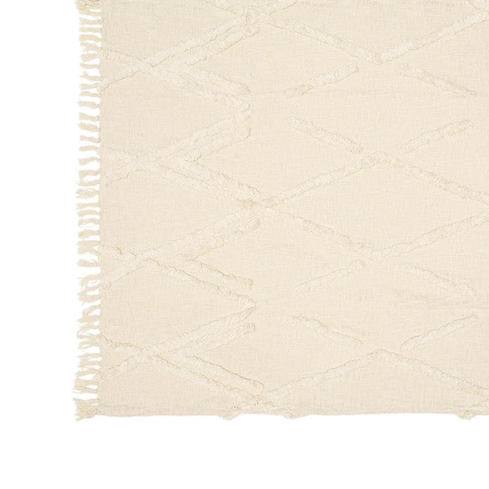 Natural Diamond Tufted Organic Cotton 50" x 60" Throw Blanket
