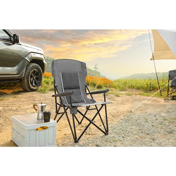 Grey Steel Frame Lawn Chair-250 lbs. Capacity, PVC Polyester