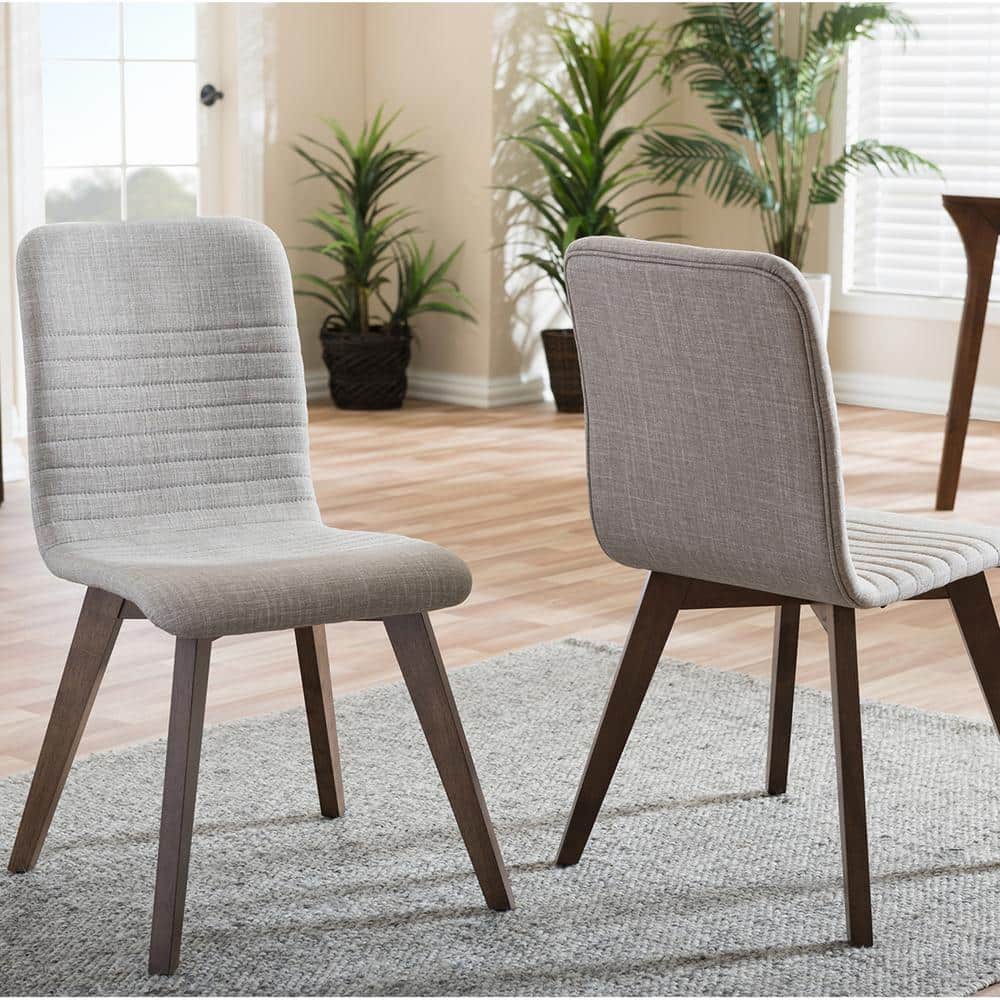 Scandinavian Light Grey Faux Leather Parsons Side Chair