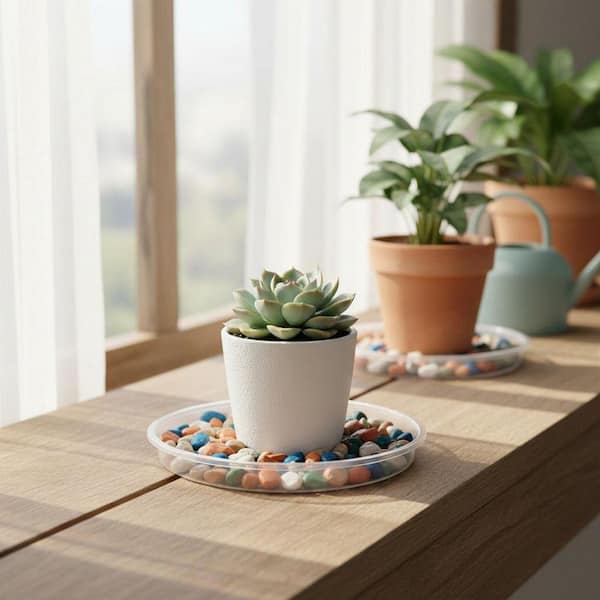 9 Pack Plastic Clear Plant Saucer YNLIN382 - The Home Depot