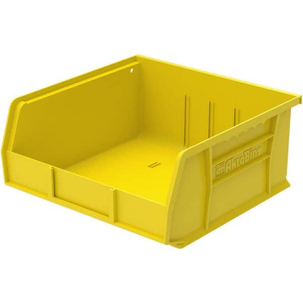 Heavy-Duty Stackable and Hanging Plastic Storage Totes, 10.88 in. L x 11 in. W x 5 in. H, Holds 50 lbs., Yellow (6-Pack)