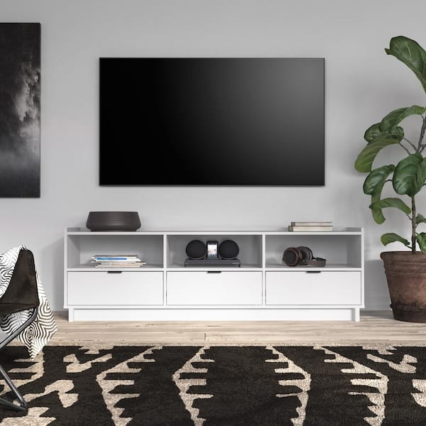 Seafuloy 59.8 in. W White MDF TV Cabinet with (2) 3-Tier Seafuloy 59.8 in. W White MDF TV Cabinet with (2) 3-Tier