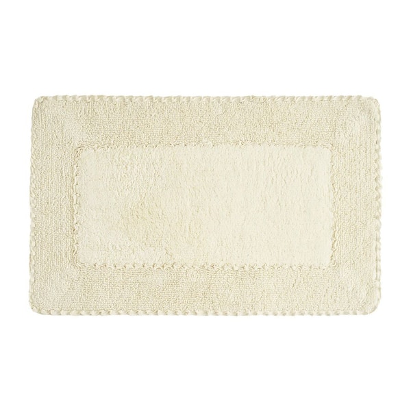 Ruffle Cotton Border Yellow 27 in. x 45 in. Bath Rug