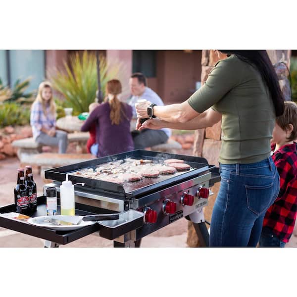 Camp Chef Flat Top Grill 600 Portable 4-Burner Propane Gas Grill in Black  with Griddle FTG600P - The Home Depot