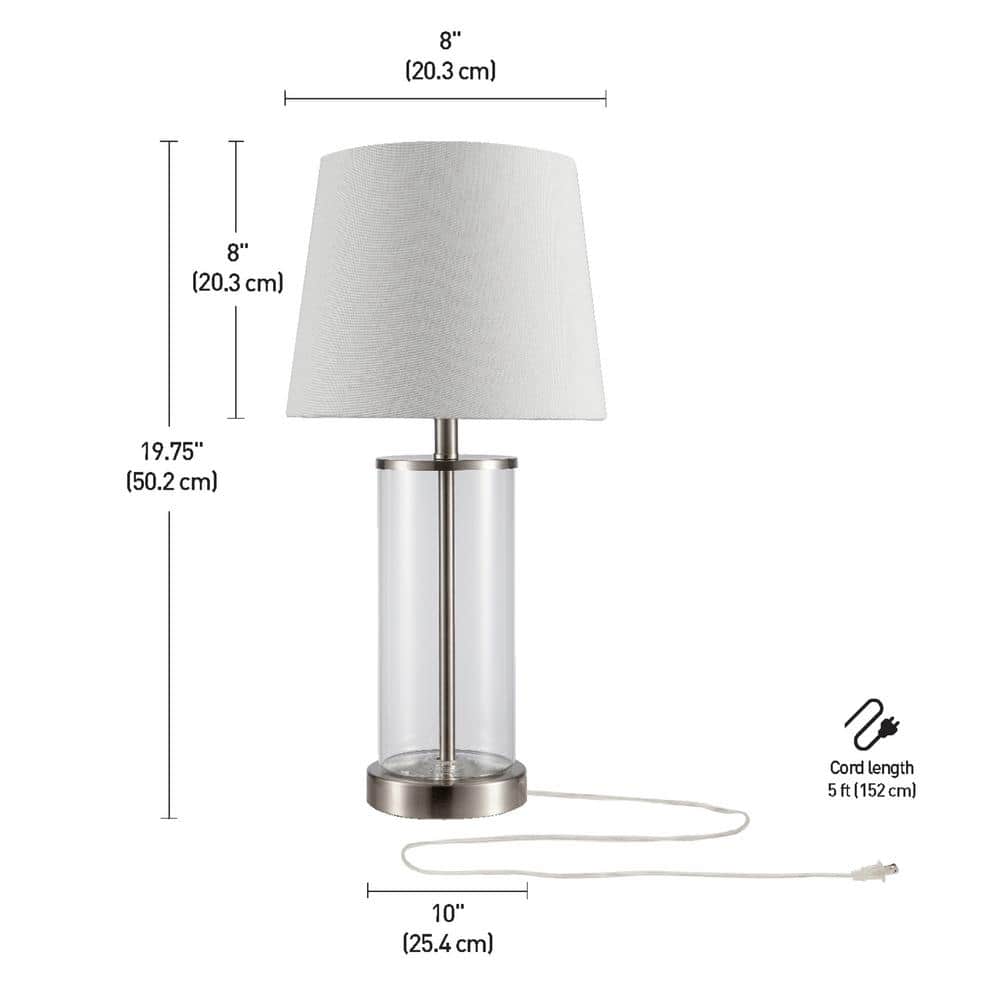 Maya 20" Clear Glass Table Lamp with White Shade
