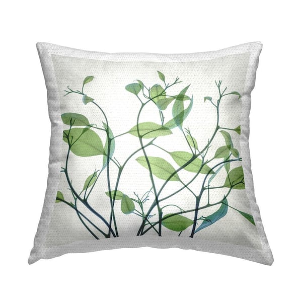 Stupell Industries Green Leaf Stems Green Square Outdoor Throw Pillow