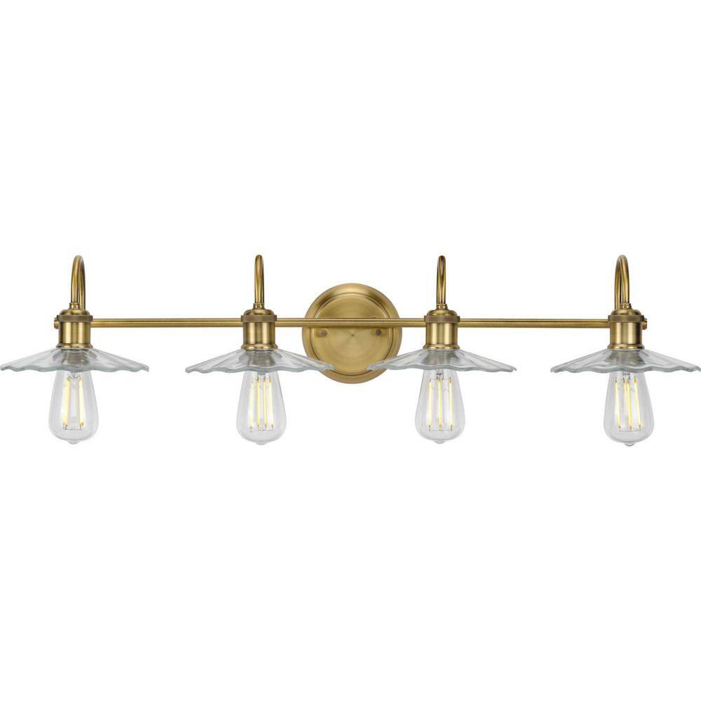 Progress Lighting Fayette Collection 4-Light Vintage Brass Clear Glass ...