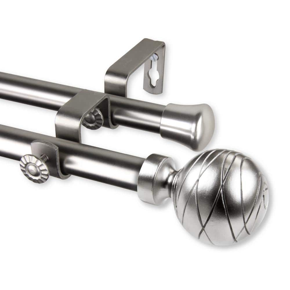 Rod Desyne Arman 28 in. - 48 in. Double Curtain Rod in Satin Nickel ...