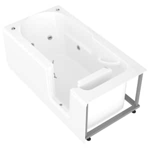 Nova Heated Step-In 5 ft. Walk-In Whirlpool Bathtub in White with Chrome Trim