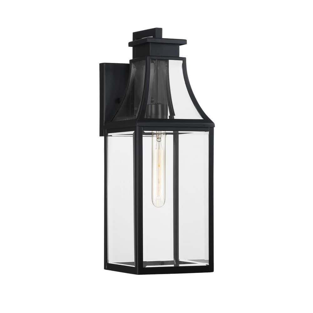 Emery 20 in. 1-Light Matte Black Modern Farmhouse Outdoor Hardwired Wall Lantern Sconce with No Bulb Included price history on PriceWatchPro