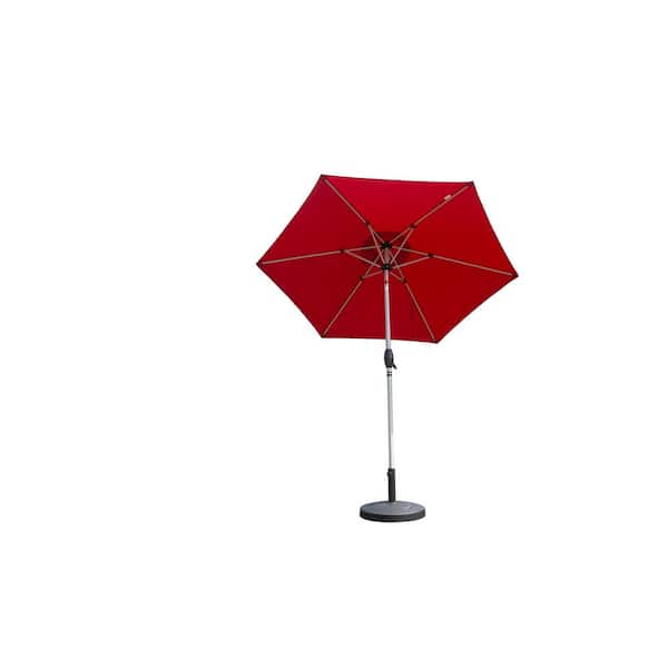 Wildaven Cosmos 7.5 ft. 6 Ribs Patio Umbrella with Push Button, Tilt and Crank in Brick Red
