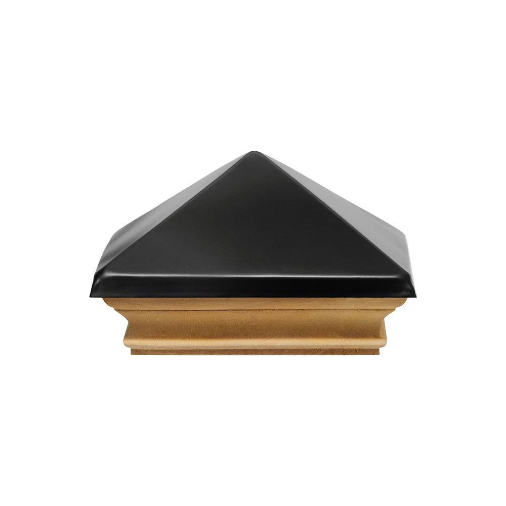 4 in. x 4 in. West Indies Miterless Wood Post Cap with Black Stainless Pyra