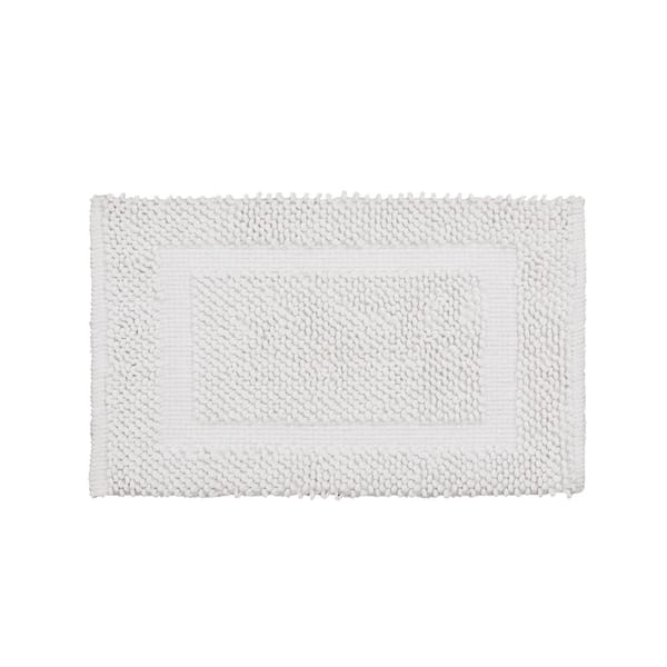 Jean Pierre NEW YORK Sophie Border White 20 in. x 32 in. Cotton Textured Bath Mat