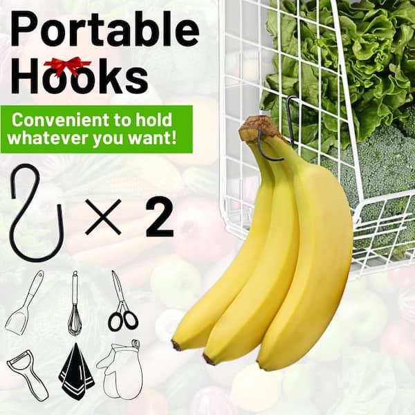 Wudkey White Magnetic Basket Shelf for Fridge with Lid, Pantry