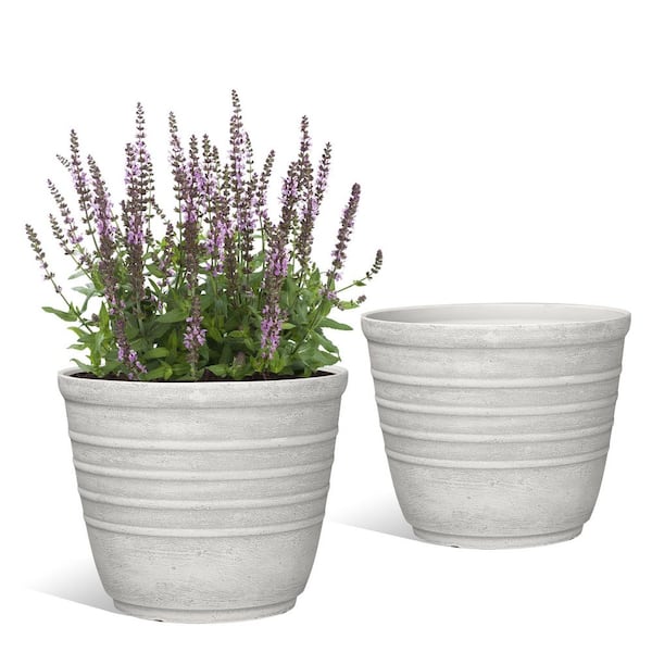 Unbranded 14.5 in. Dia White Round Kemi Planter (2-Pack)