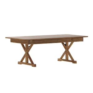 84 in. Rectangle Antique Rustic Wood with Wood Frame and Trestle Base Dining Table (Seats 8)