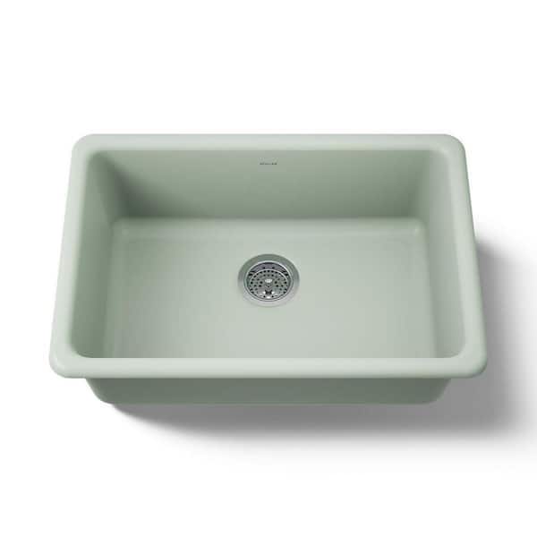 Iron/Tones 27 in. Drop-in Single Bowl Aspen Green Cast Iron Kitchen Sink